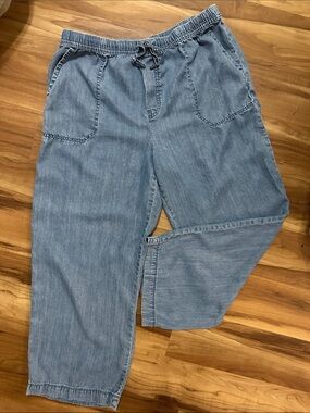beachlunchlounge Isabeli Light Blue Wide-Leg Drawstring Jeans